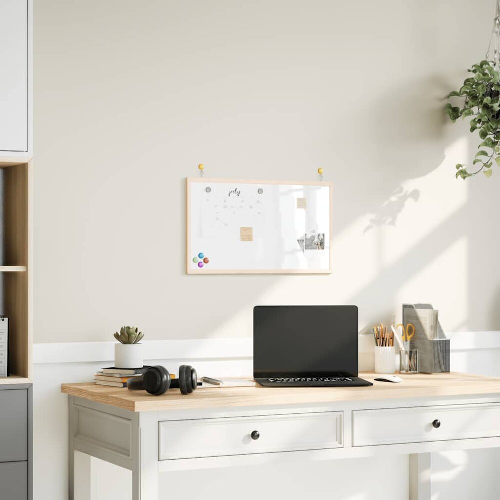 Magnetisch whiteboard met massief grenenhouten frame 60x40 cm