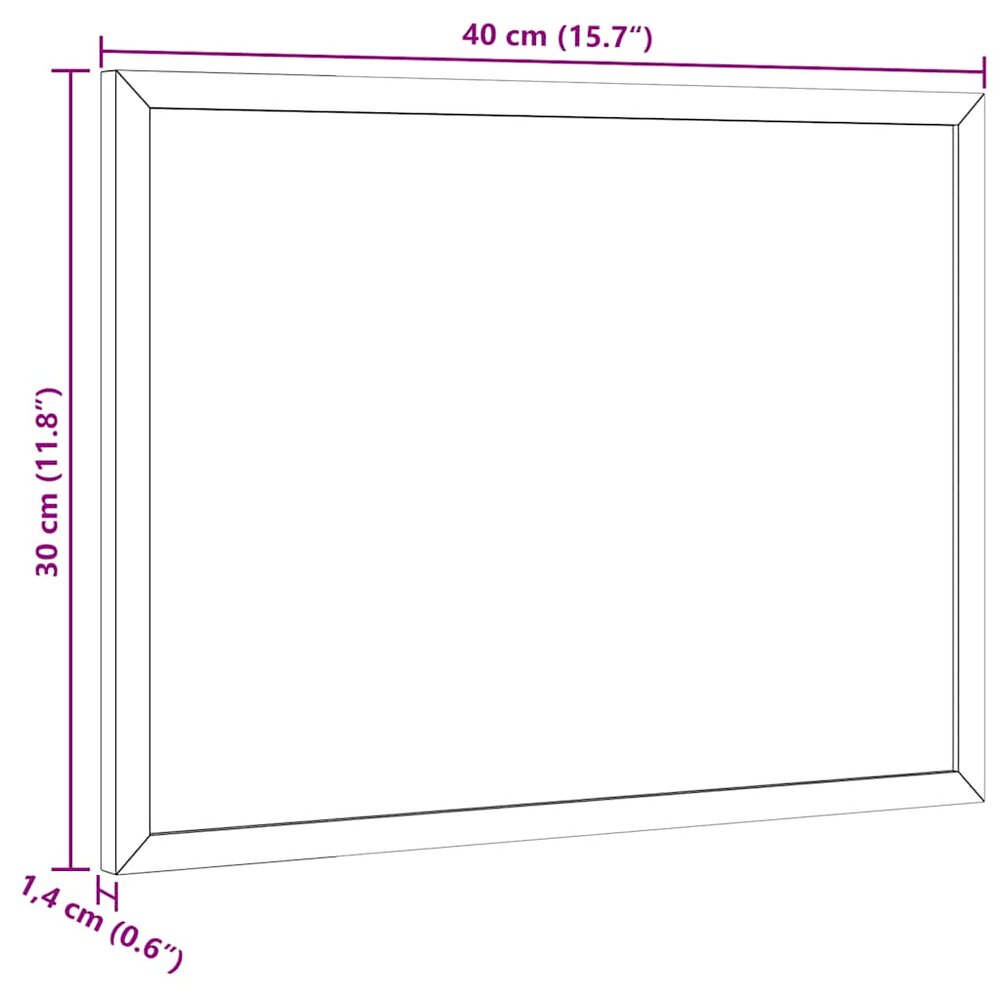 Magnetisch whiteboard met massief grenenhouten frame 40x30 cm