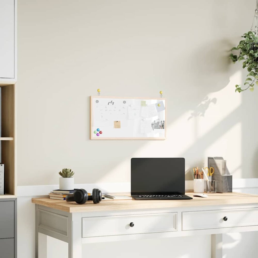 Magnetisch whiteboard met massief grenenhouten frame 60x30 cm