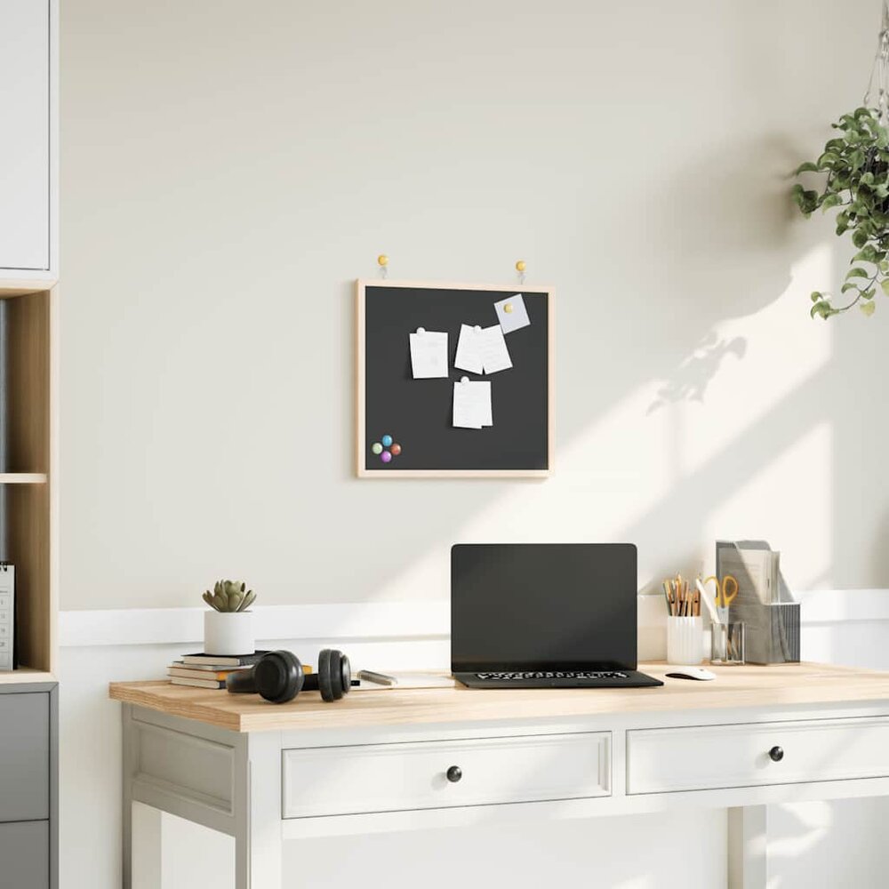 Krijtbord met massief grenenhouten lijst 40x40 cm zwart