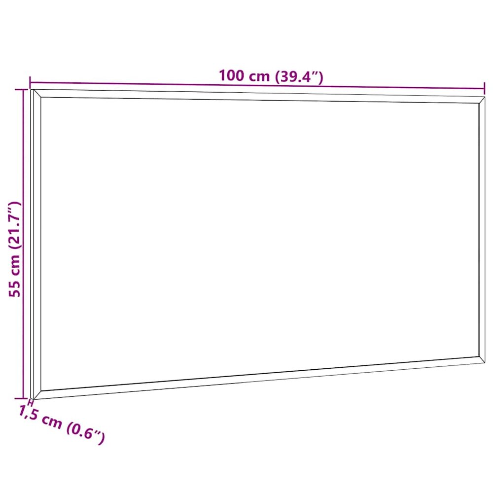 Magnetisch whiteboard met massief grenenhouten frame 100x55 cm
