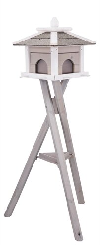Trixie Natura Voederhuis Met Standaard En 4 Silo&#039;s Grenen Grijs / Wit 46X46X35/135 CM