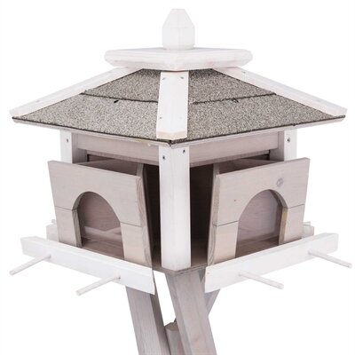 Trixie Natura Voederhuis Met Standaard En 4 Silo&#039;s Grenen Grijs / Wit 46X46X35/135 CM