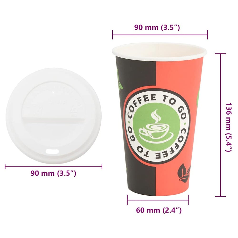 Papieren koffiekopjes met deksel 1000 st 16oz 400 ml