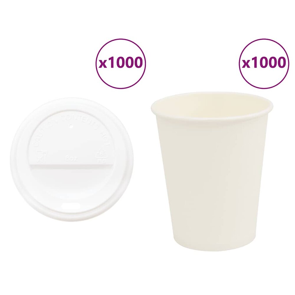 Papieren koffiekopjes met deksel 1000 st 8oz 200 ml