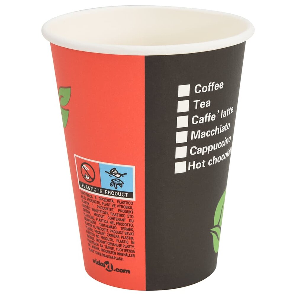 Papieren koffiekopjes 1000 st 12oz 300 ml rood en zwart