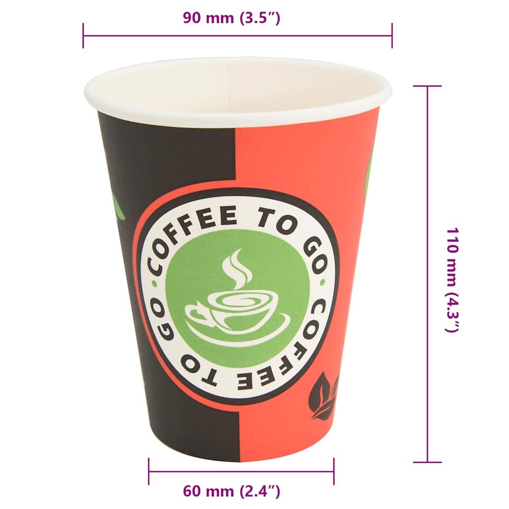 Papieren koffiekopjes 1000 st 12oz 300 ml rood en zwart