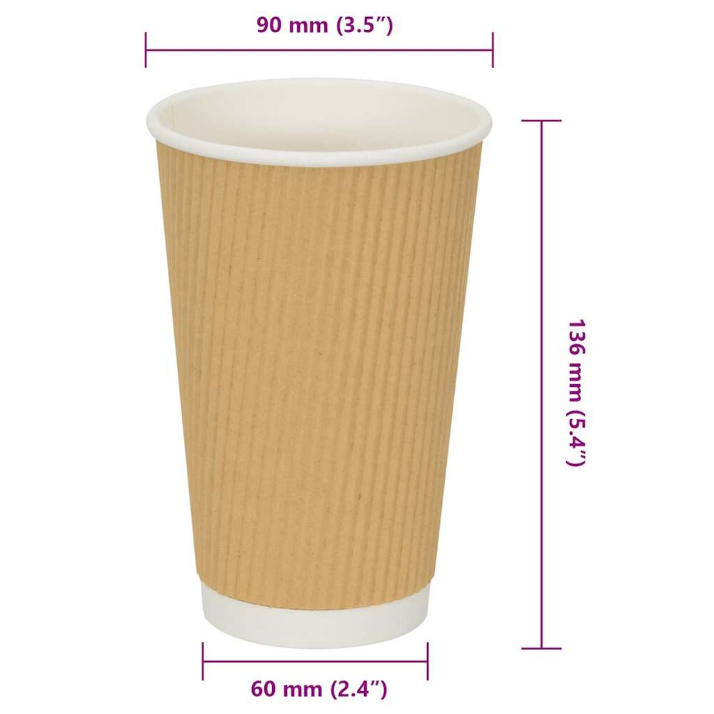 Papieren koffiekopjes 500 st 16oz 400 ml bruin