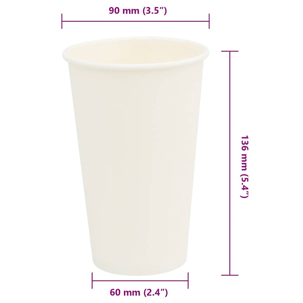 Papieren koffiekopjes 1000 st 16oz 400 ml wit