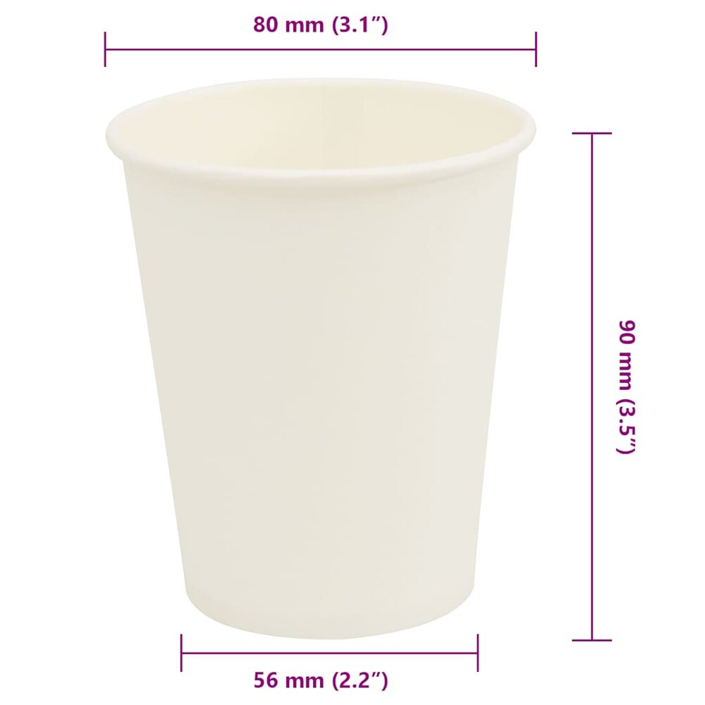 Papieren koffiekopjes 1000 st 8oz 200 ml wit