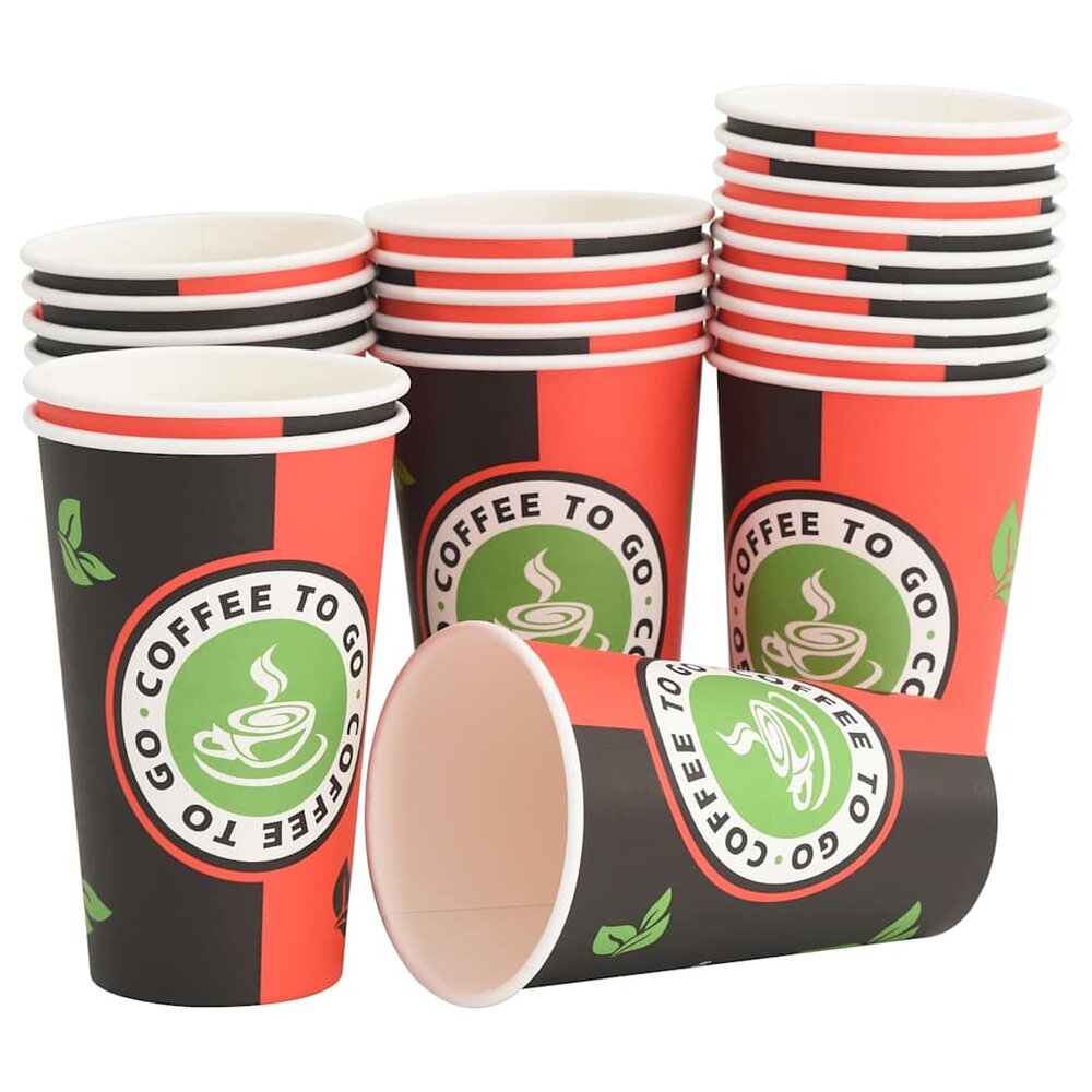 Papieren koffiekopjes 1000 st 16oz 400 ml rood en zwart