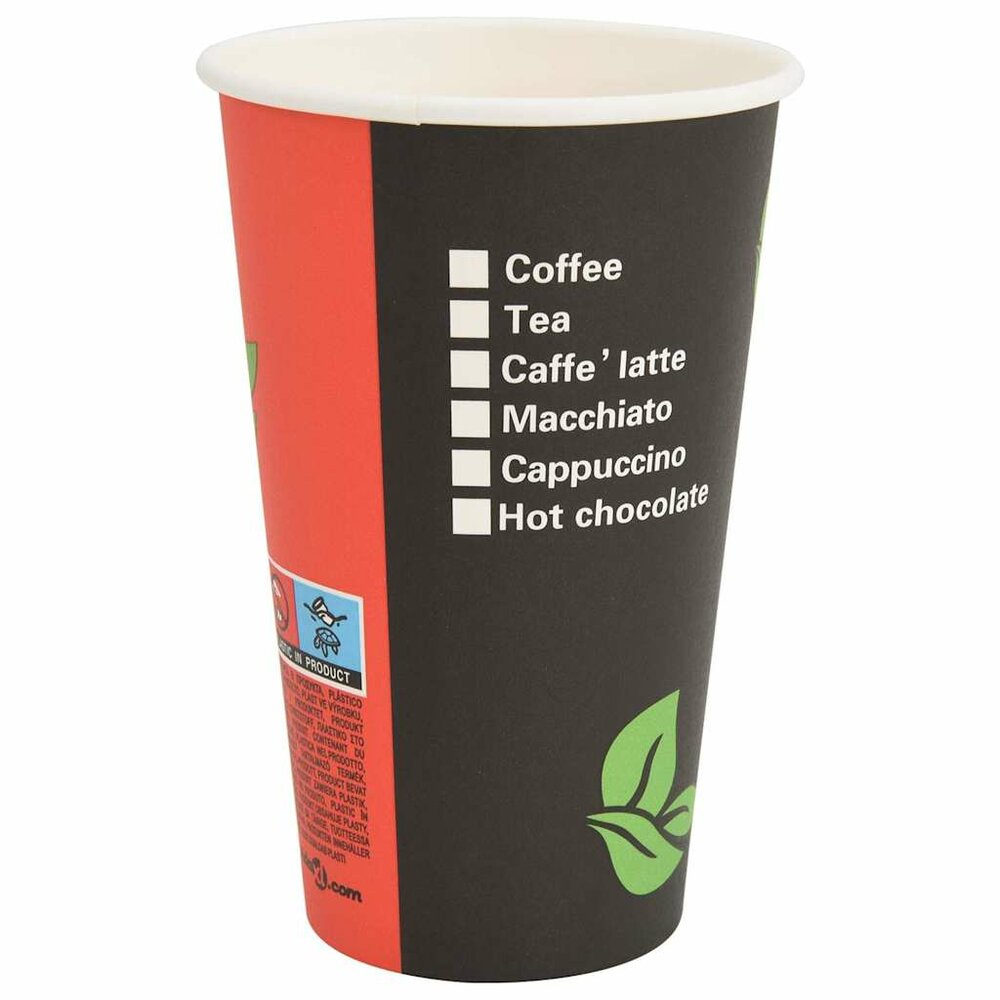 Papieren koffiekopjes 1000 st 16oz 400 ml rood en zwart