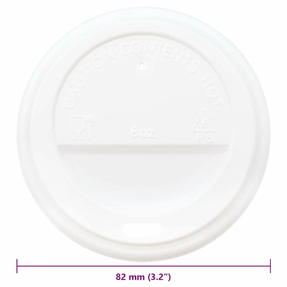 Papieren koffiebekerdeksels &Oslash;80 mm 8oz 1000 st kunststof wit