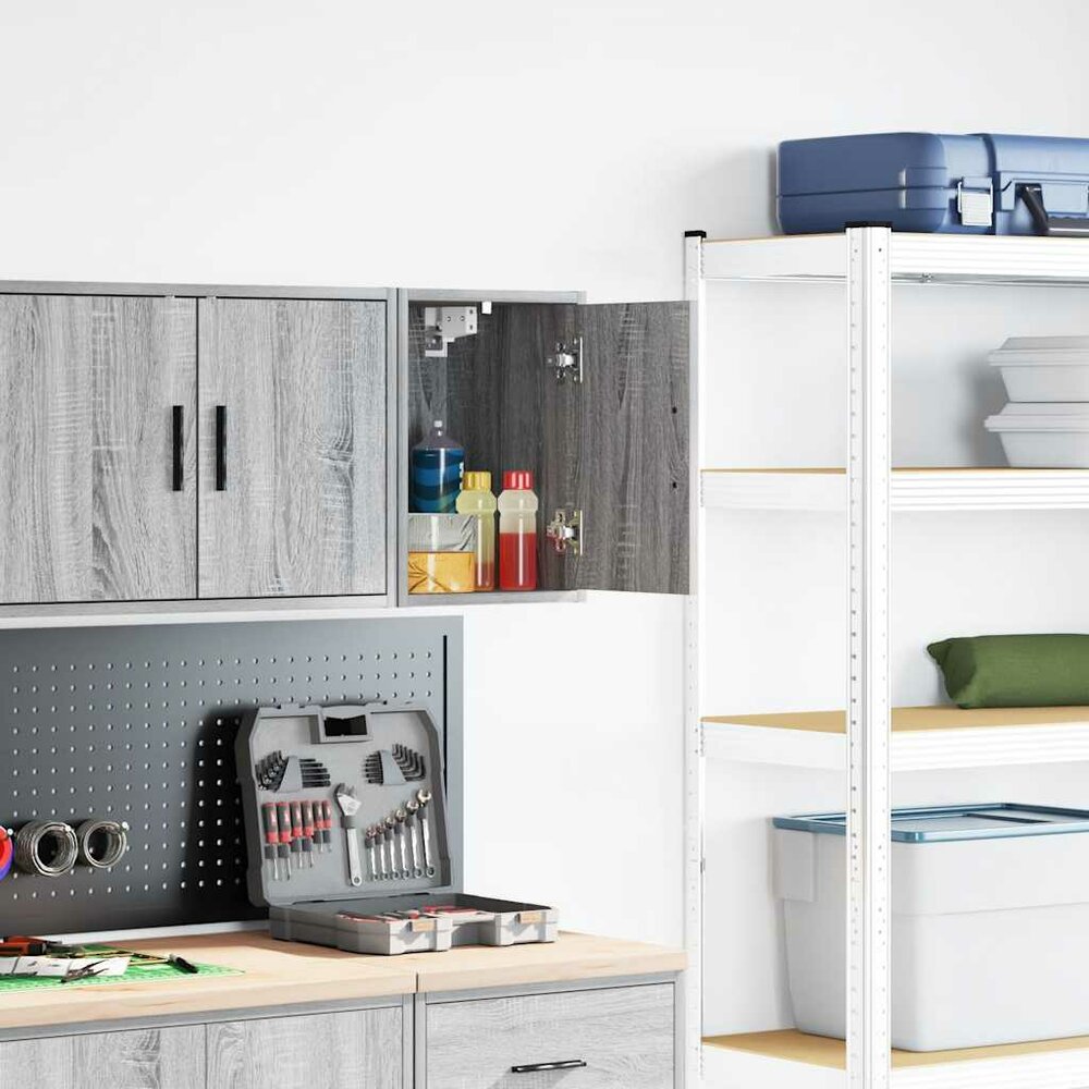 Garage wandkast bewerkt hout grijs Sonoma