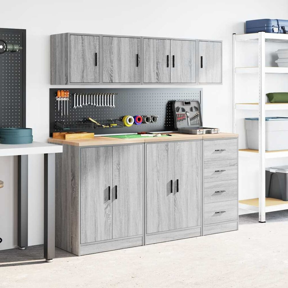 Garage wandkast bewerkt hout grijs Sonoma