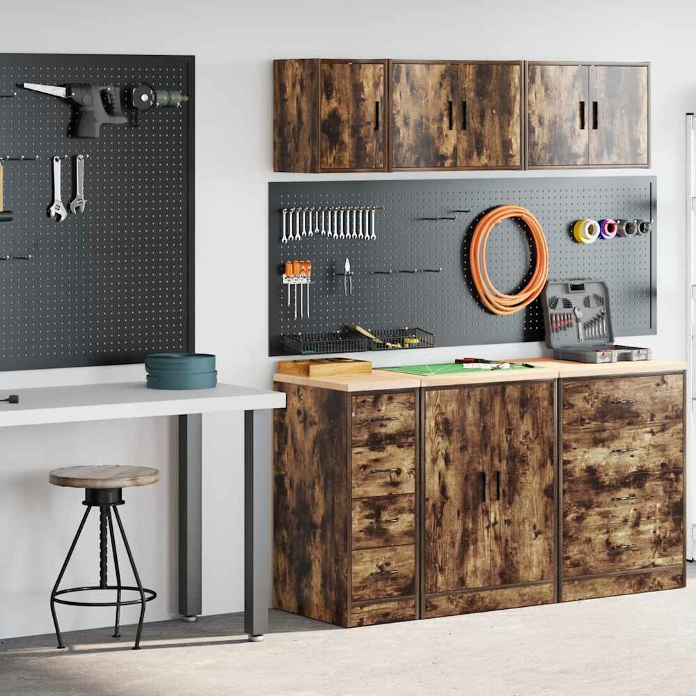 Garagekasten 2 st Spaanplaat gerookt eiken