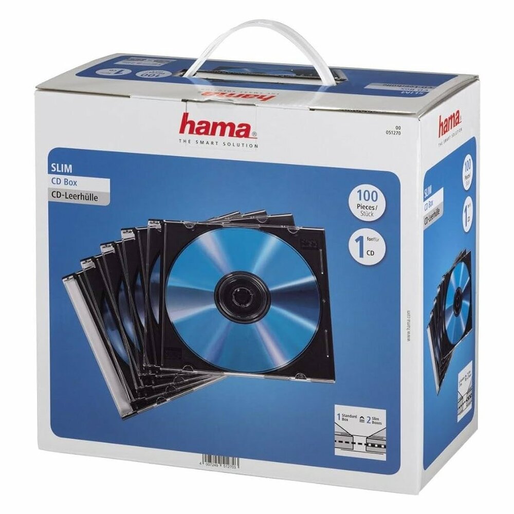 Hama Cd Slim Box 100 Stuks Zwart/Transpant