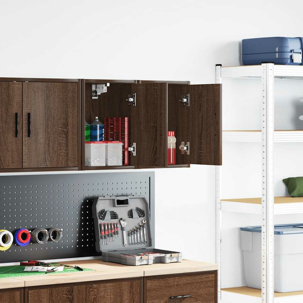 Garagewandkasten 2 st spaanplaat bruin eiken