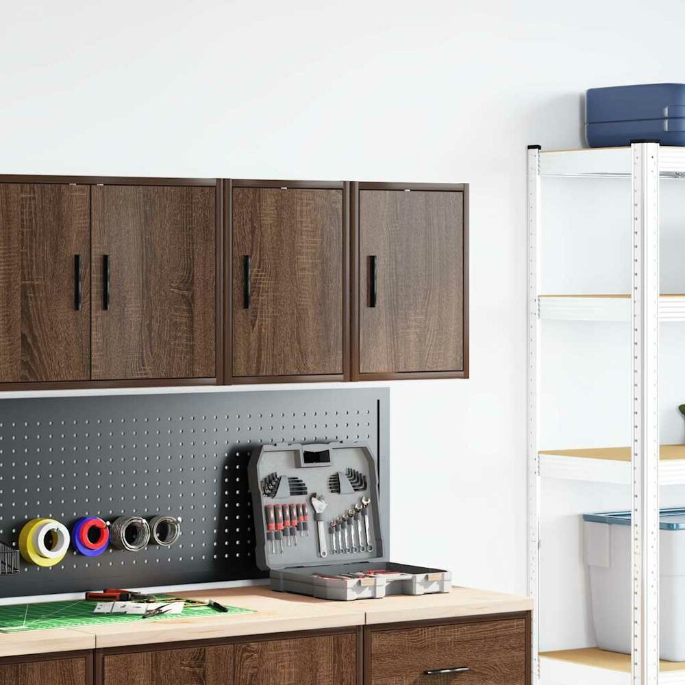 Garagewandkasten 2 st spaanplaat bruin eiken
