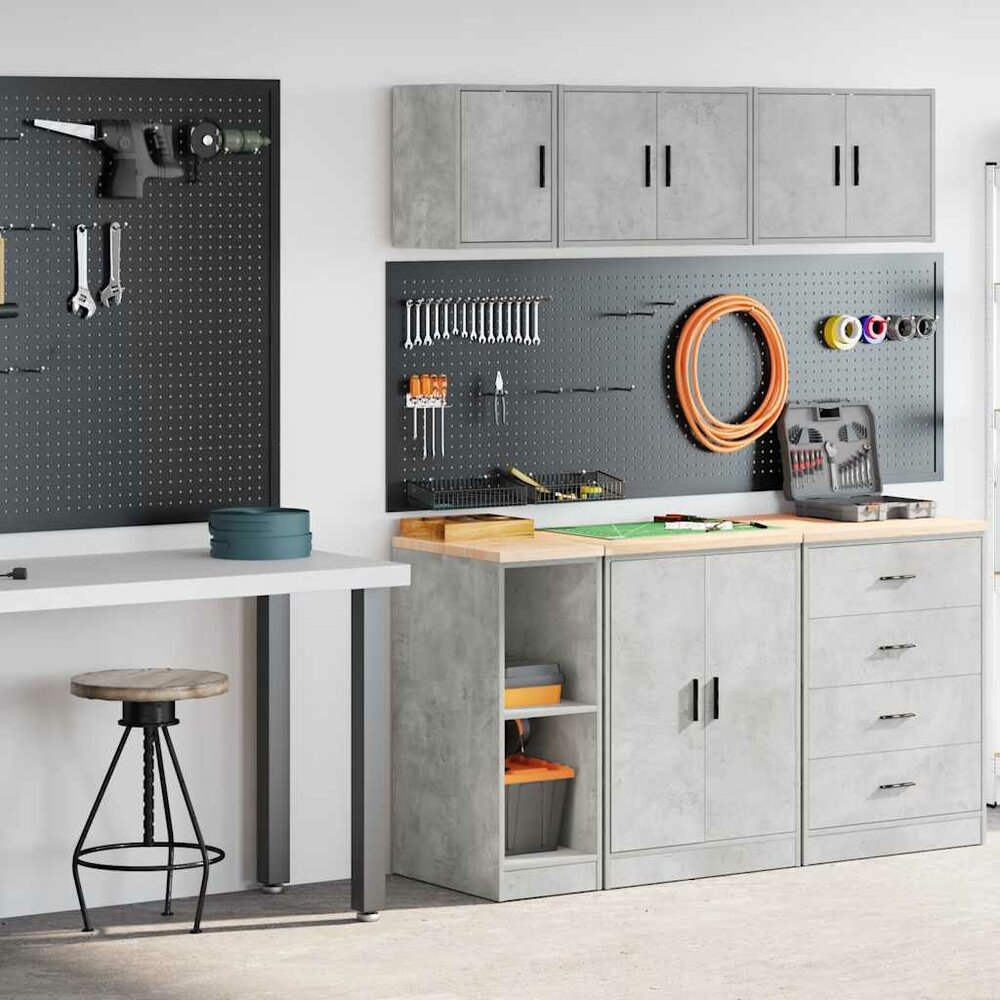 Garagekasten 2 st bewerkt hout betongrijs