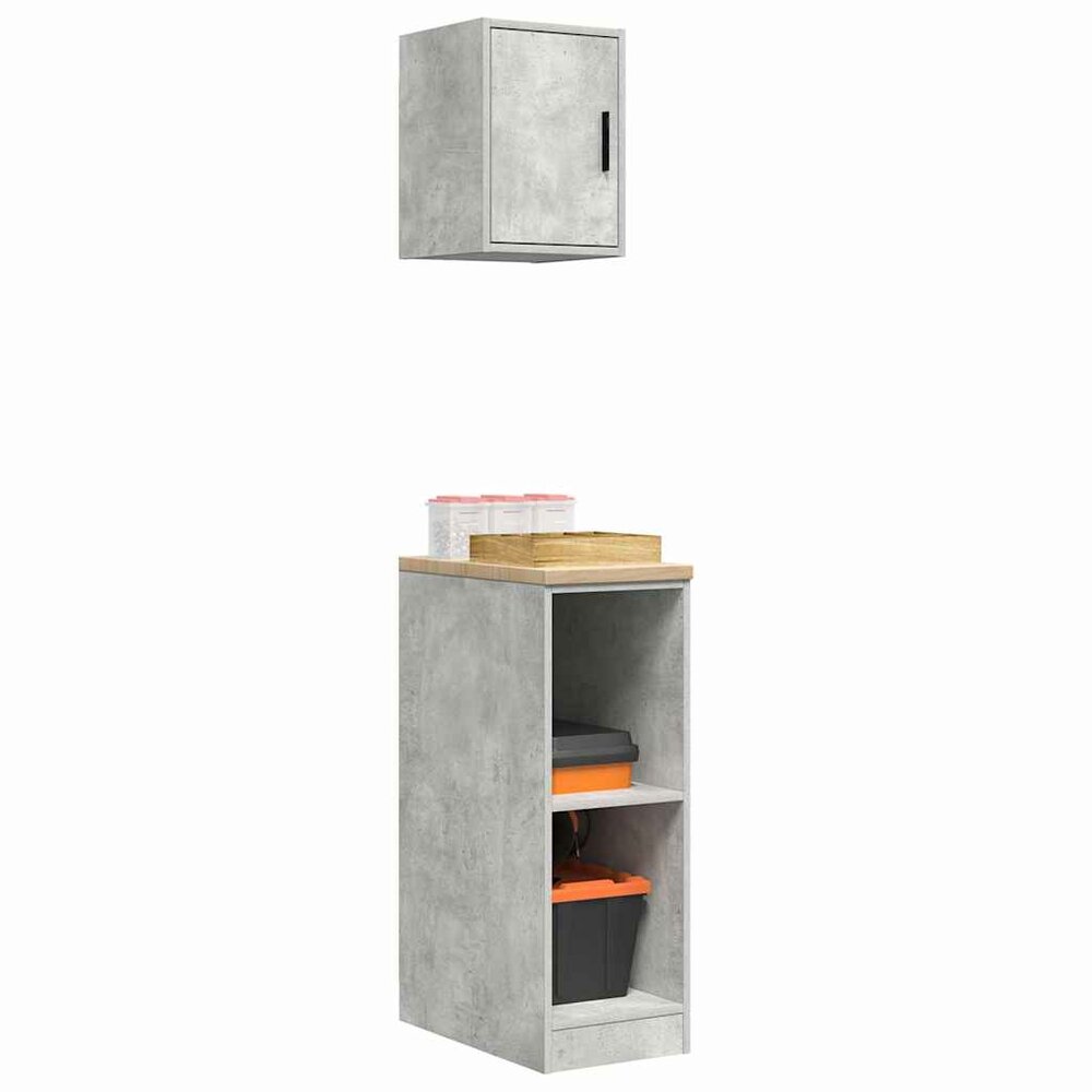 Garagekasten 2 st bewerkt hout betongrijs