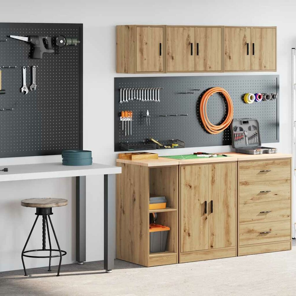 Garagekasten 2 st bewerkt hout ambachtelijk eikenhout