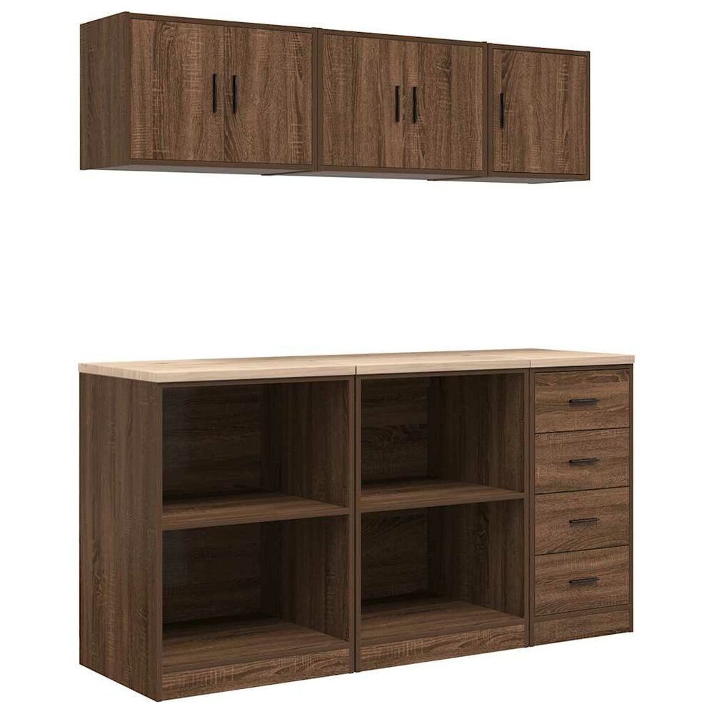 Garagekasten 6 st spaanplaat bruin eiken
