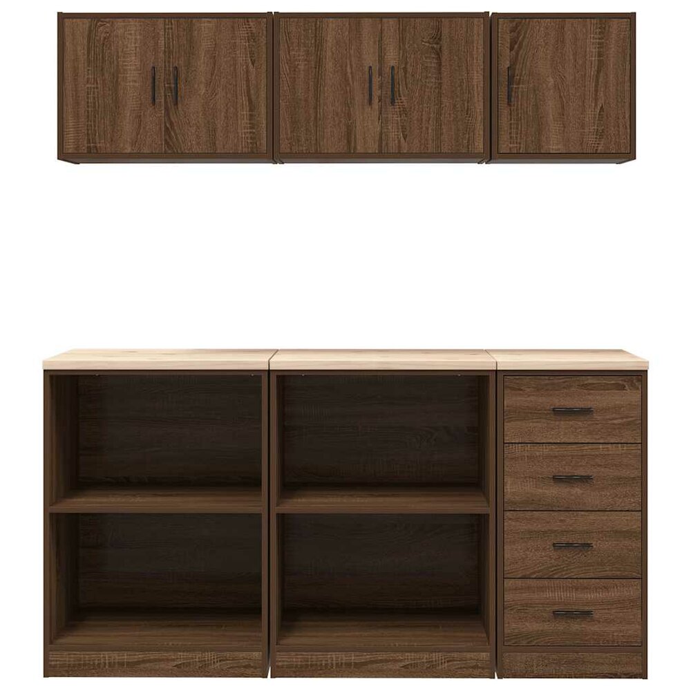 Garagekasten 6 st spaanplaat bruin eiken