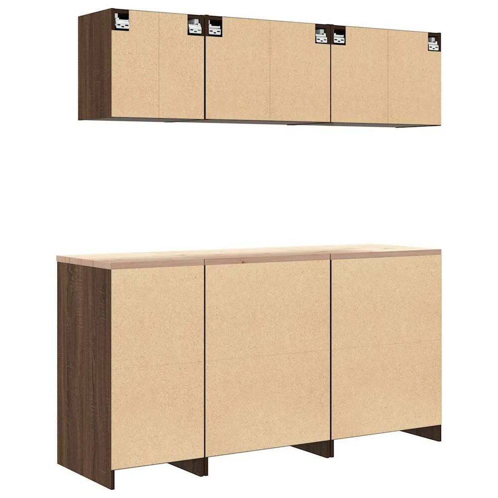Garagekasten 6 st spaanplaat bruin eiken