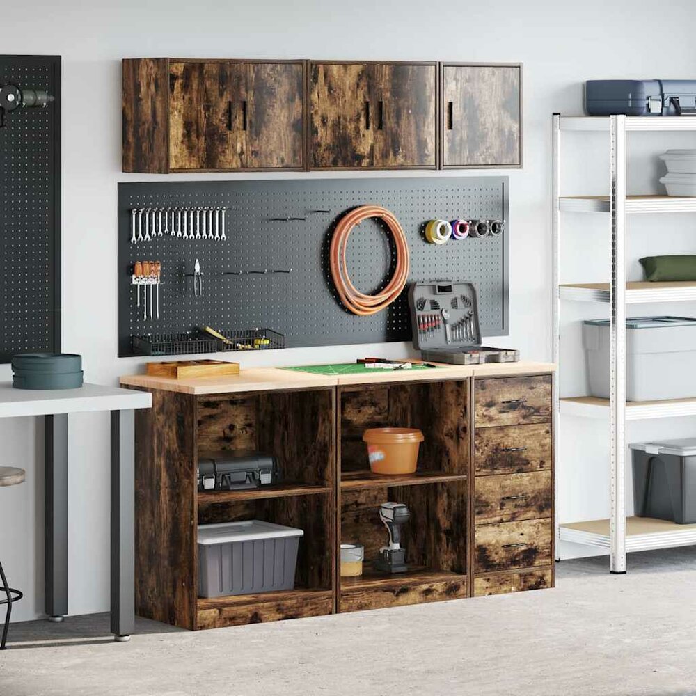 Garagekasten 6 st Spaanplaat gerookt eiken