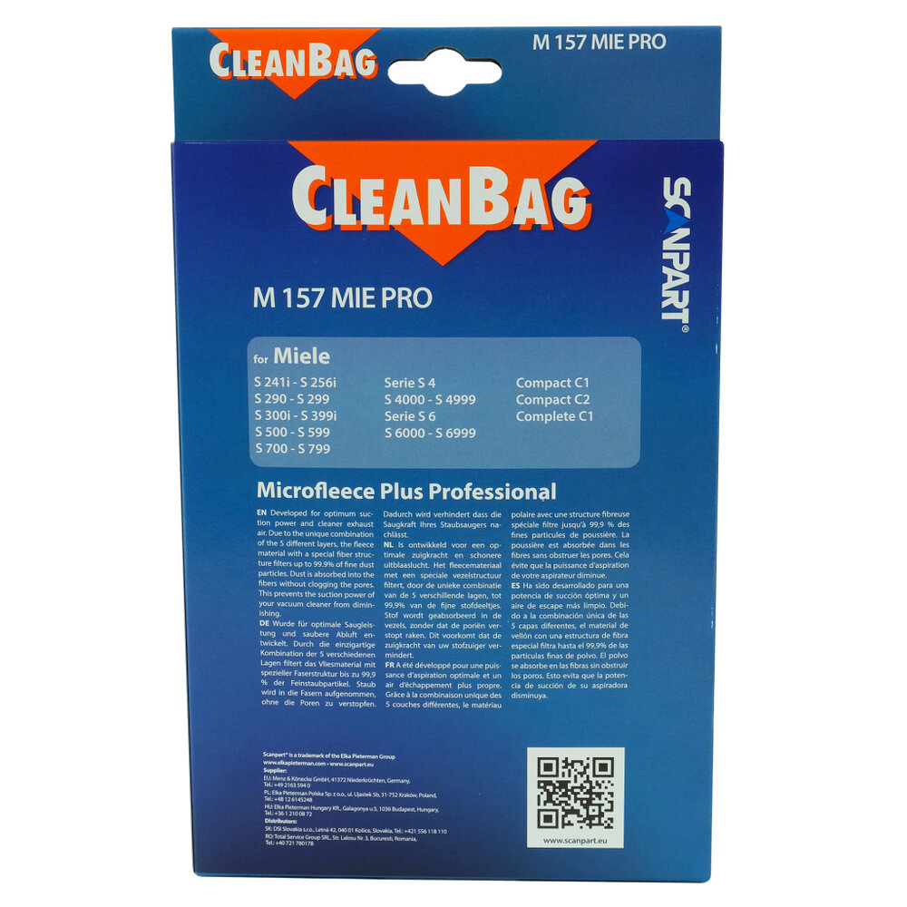 Scanpart Cleanbag Stofzak M 157 Mie Pro Miele 5 Stuks