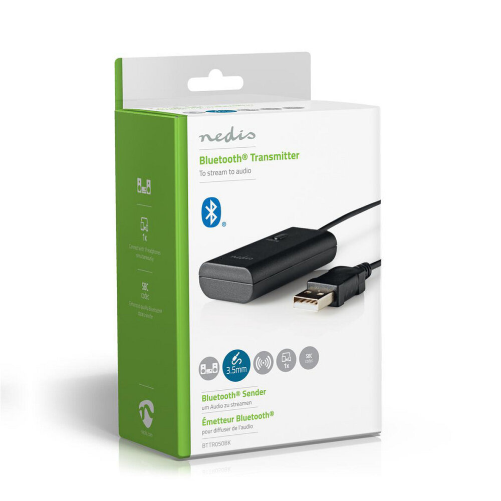 Nedis Bttr050Bk Draadloze Audiozender Bluetooth&reg; Maximaal 1 Hoofdtelefoon Zwart