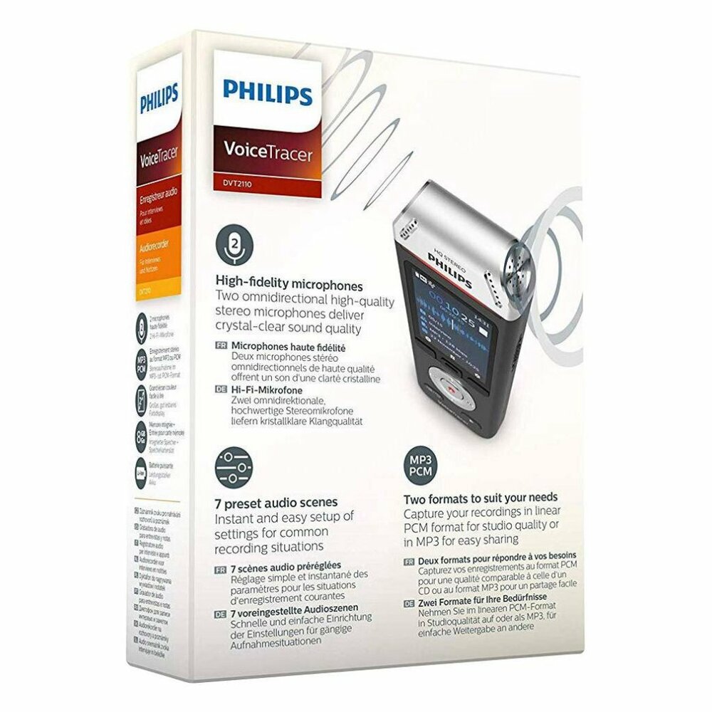 Philips Dvt2110 Voicetracer Audiorecorder Zwart/Zilver