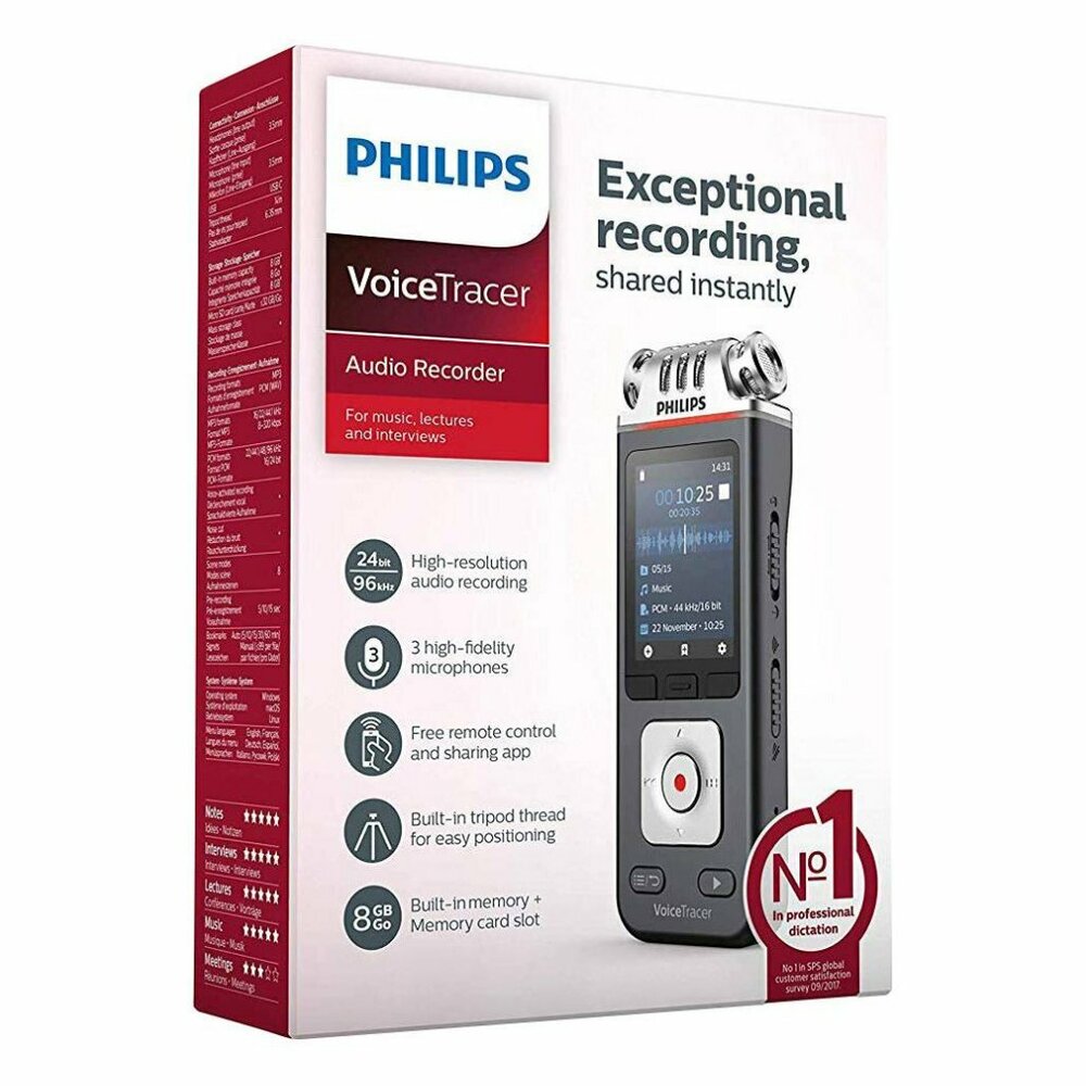 Philips Dvt6110 Voicetracer Audiorecorder Zwart/Zilver