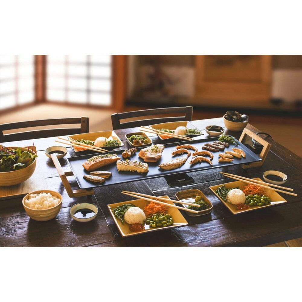Bestron Abp603Bb Xl Teppanyaki Grillplaat 70X23 Cm Bamboe/Zwart