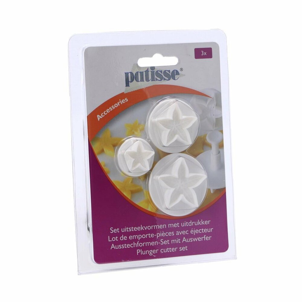 Patisse Uitsteekvormen Blad Met Uitdrukker 3-Delig Wit