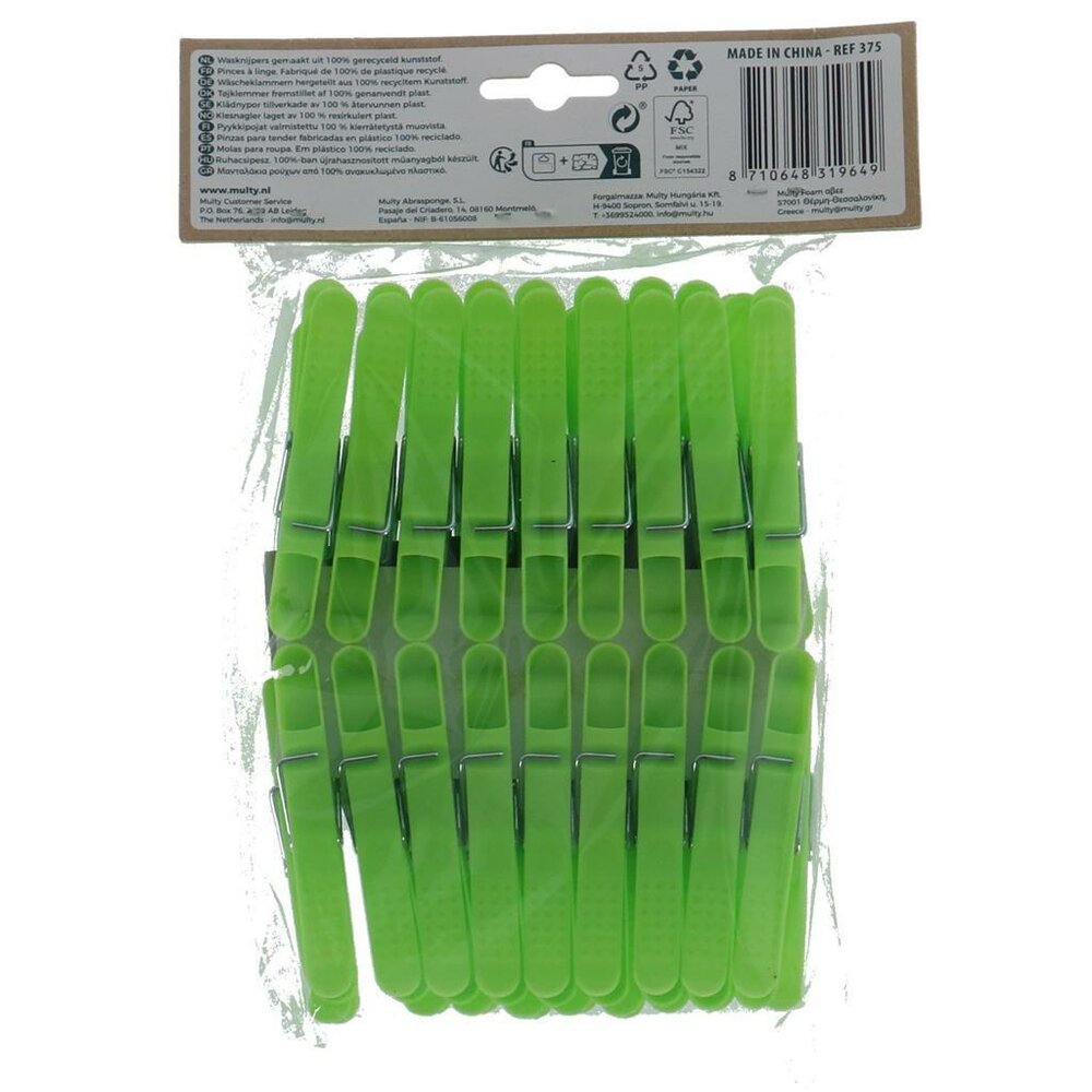 Multy Eco Gerecyclede Wasknijpers 36 Stuks Groen