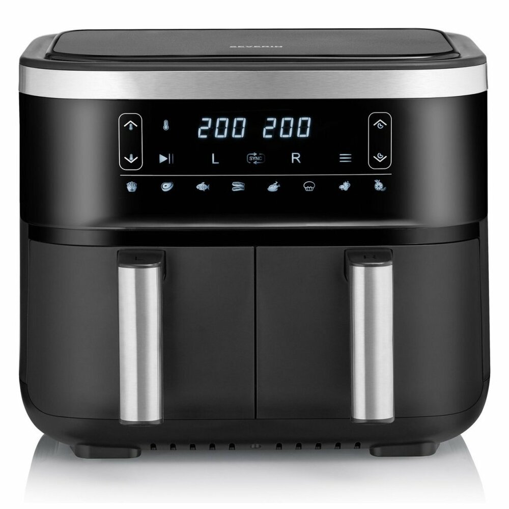 Severin Fr2453 Heteluchtfriteuse Xxl 2X3.8L 2850W Zwart/Zilver