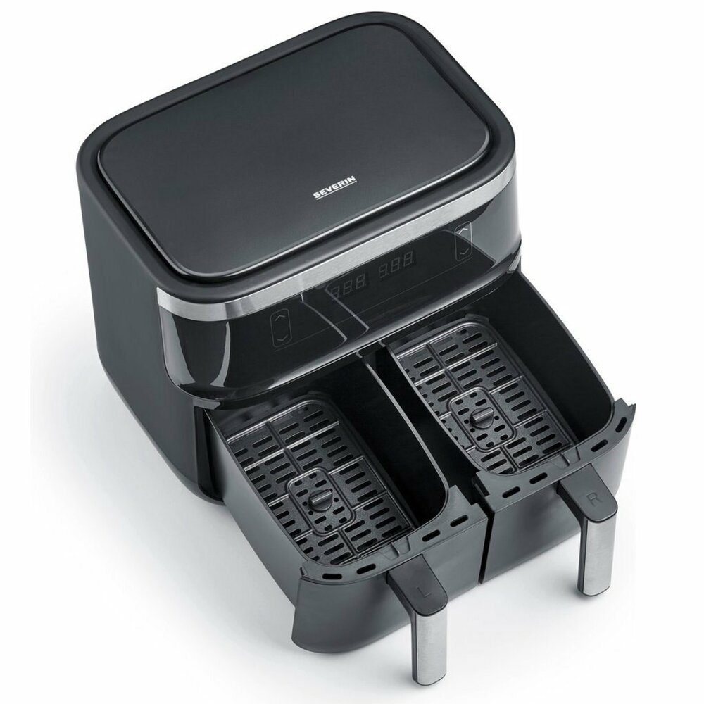 Severin Fr2453 Heteluchtfriteuse Xxl 2X3.8L 2850W Zwart/Zilver