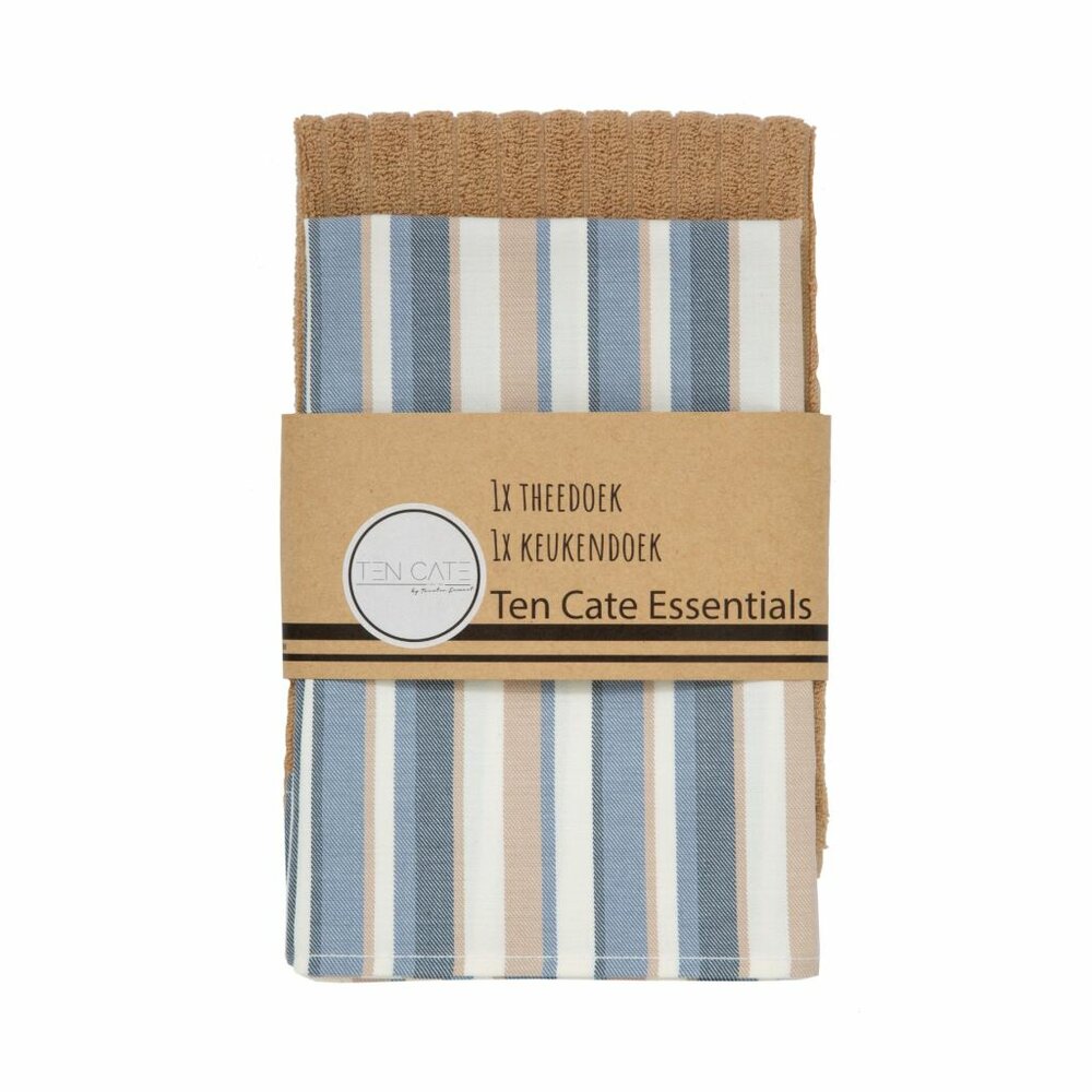 Ten Cate Theedoek En Keukendoek Streep Denim Blauw/Zand