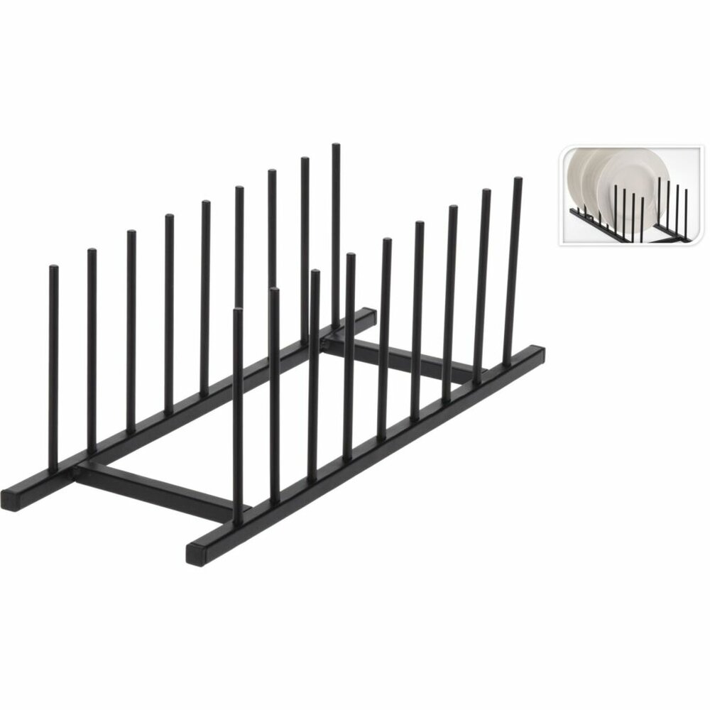 Overige Merken Metalen Bordenhouder 34.5X12.5 Cm Zwart
