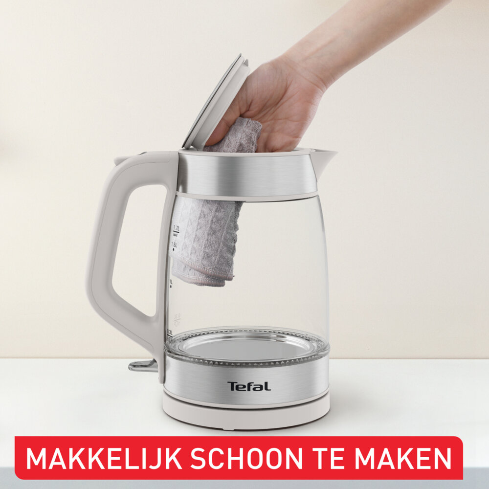 Tefal Ki605B Glazen Waterkoker 1.7L 2200W Grijs/Rvs