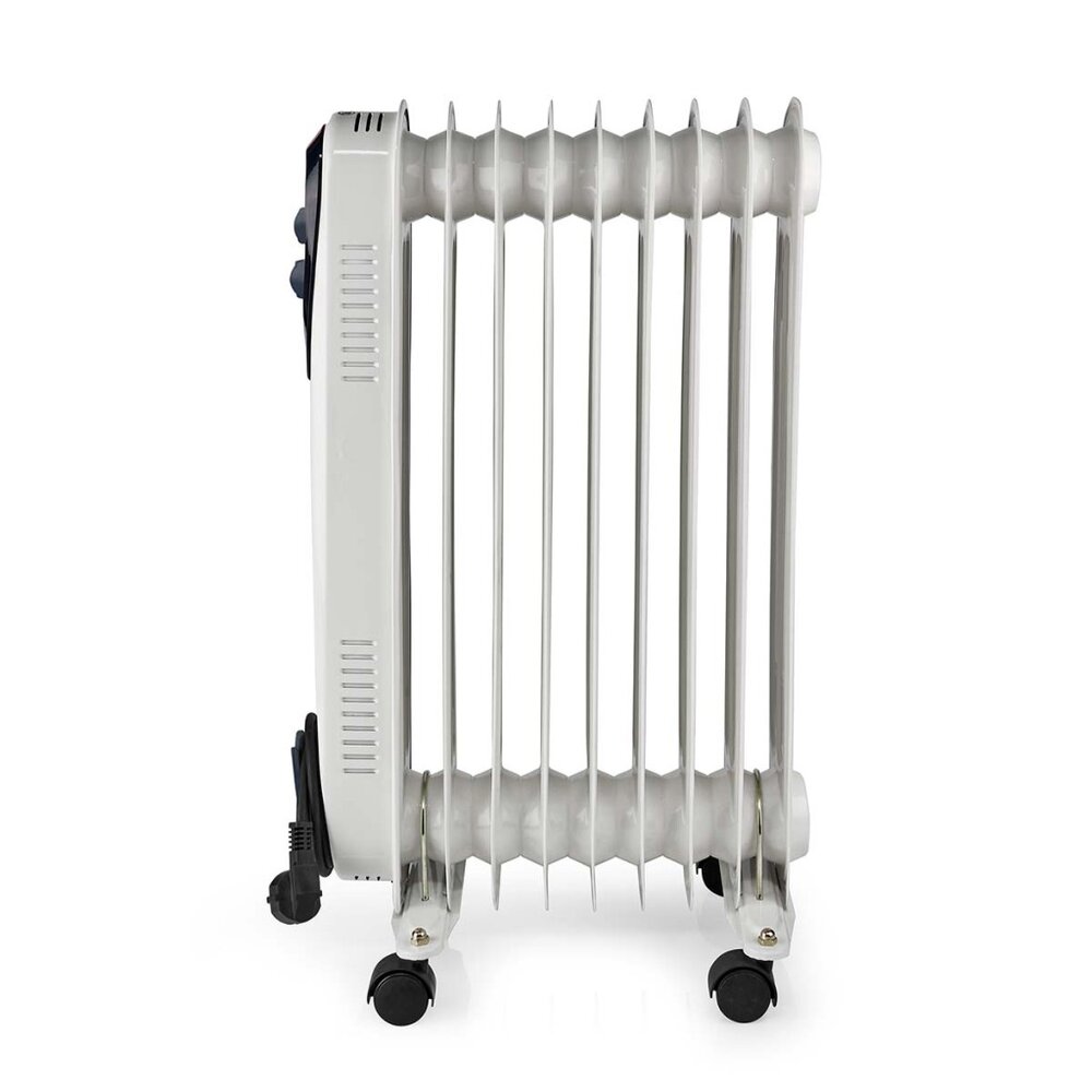Nedis Htoi30Wt9 Mobiele Olieradiator 800 / 1200 / 2000 W 9 Vinnen Instelbare Thermostaat 3 Warmte Standen Omvalpreventie Wit
