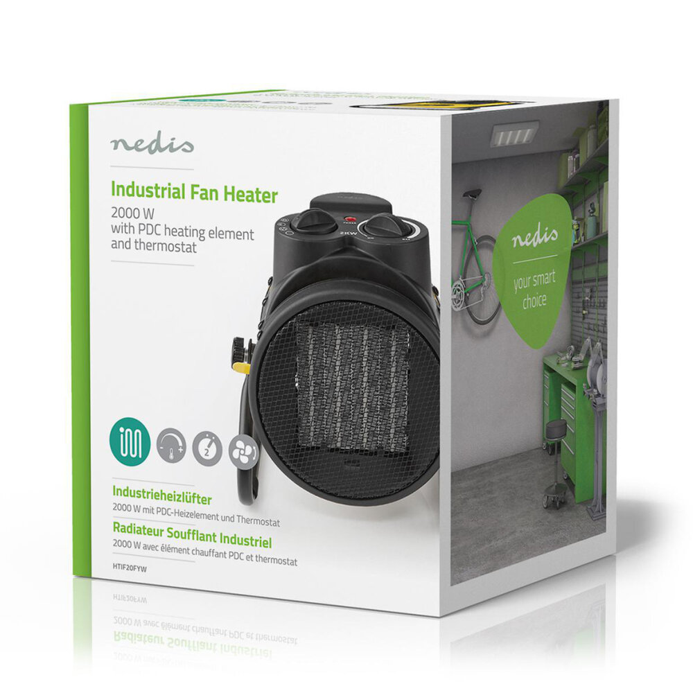 Nedis Htif20Fyw Industri&amp;Euml;Le Keramische Ventilatorkachel Thermostaat 3 Standen 2000 W Geel