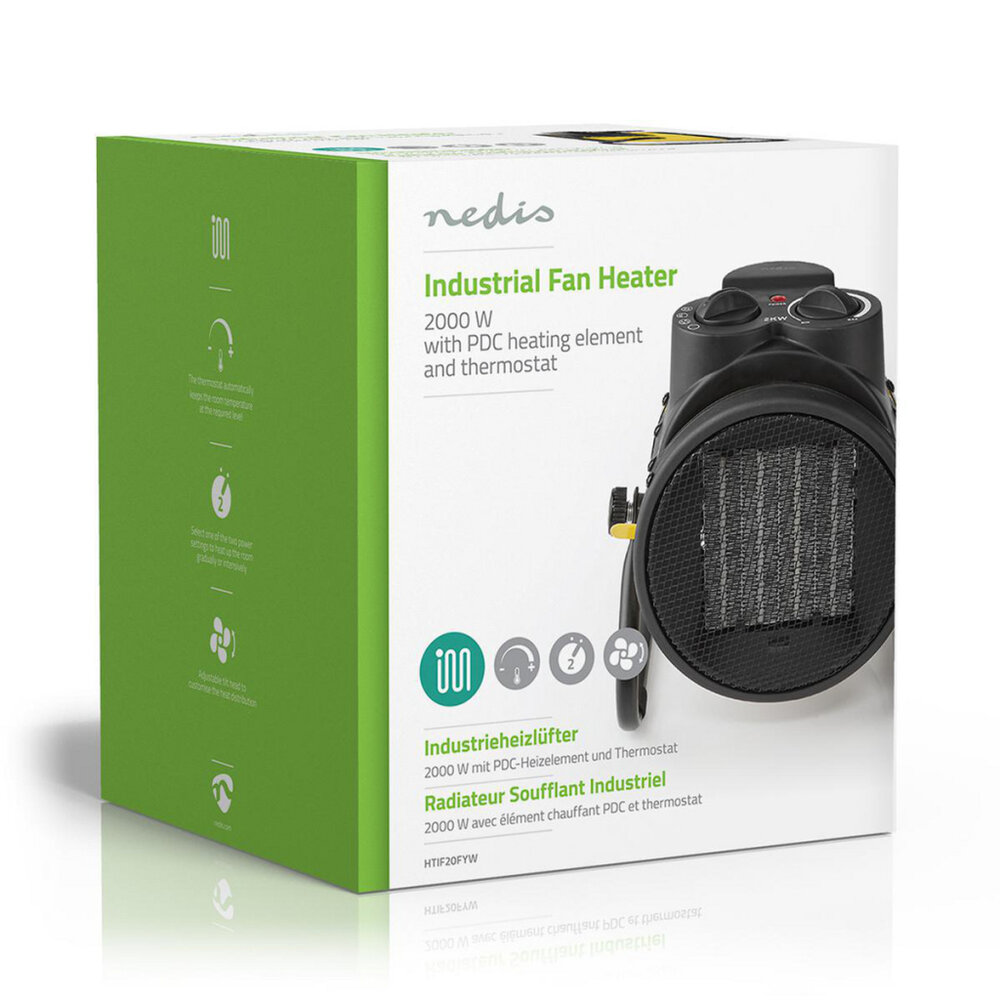 Nedis Htif20Fyw Industri&amp;Euml;Le Keramische Ventilatorkachel Thermostaat 3 Standen 2000 W Geel