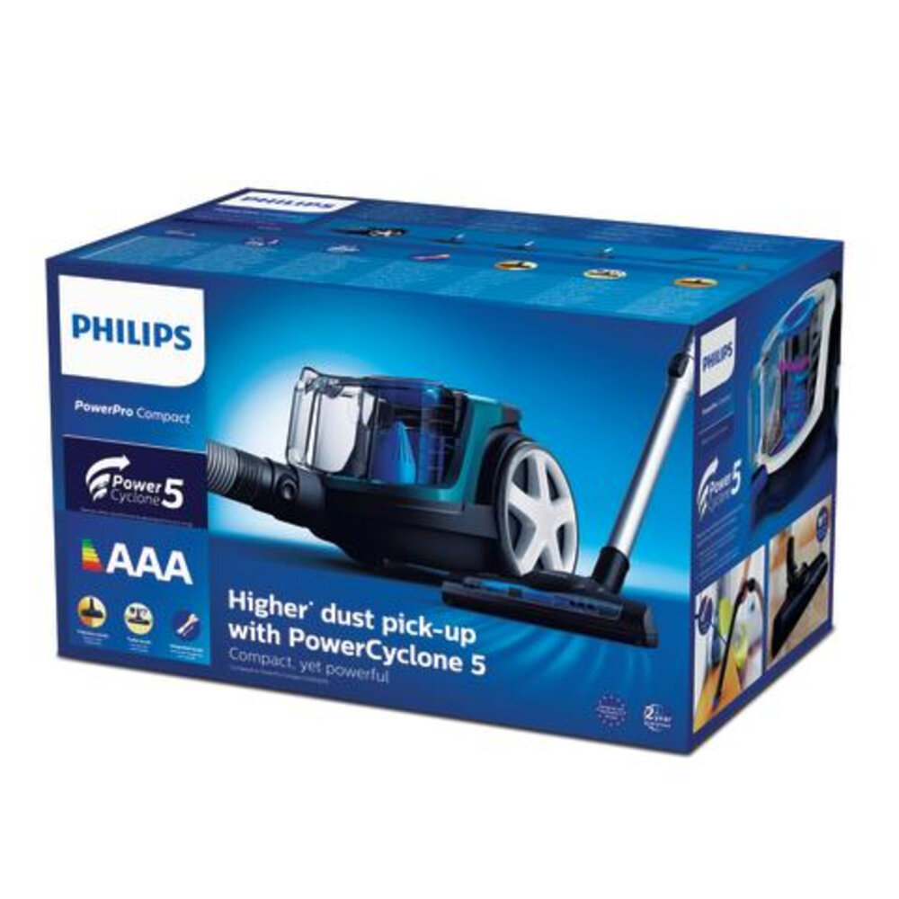 Philips Fc9334/09 Powerpro Compact Stofzuiger 900W Zwart/Blauw/Groen/Grijs