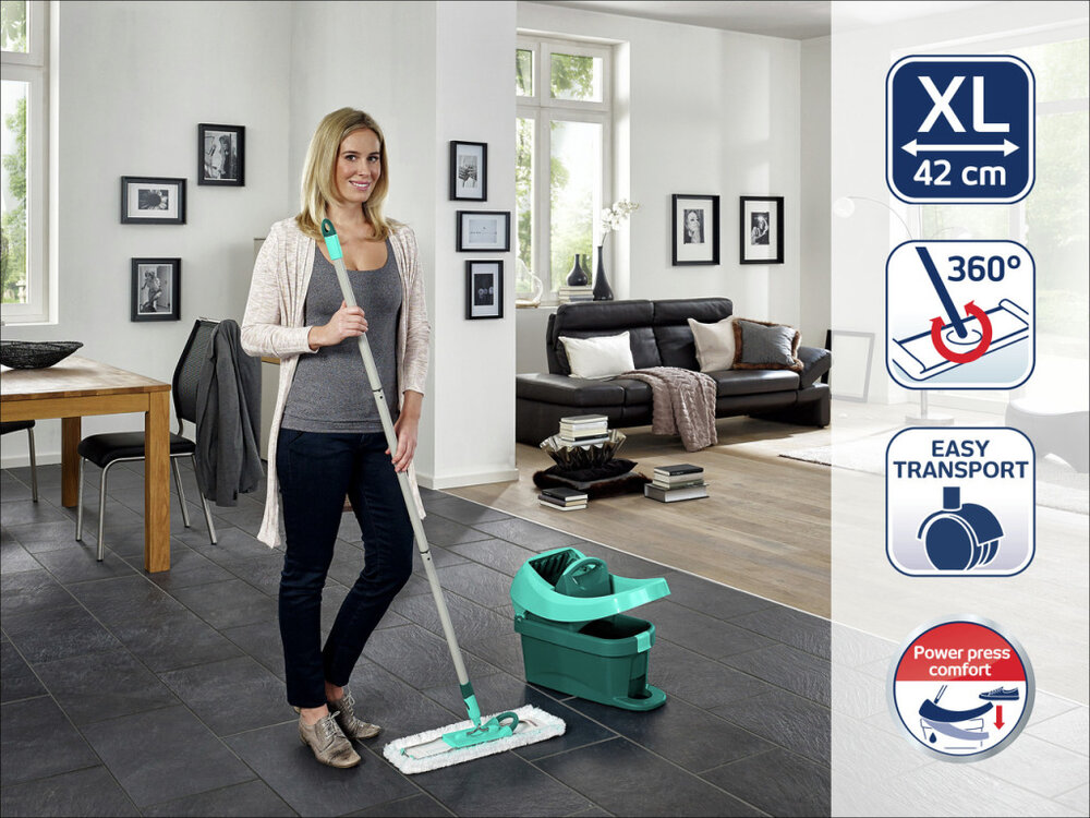 Leifheit 55167 Profi Vloerwisser Xl 42 Cm Compleet Systeem Met Wieltjes Micro Duo + Static Plus