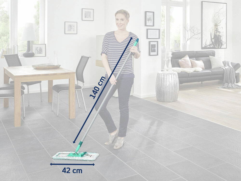 Leifheit 55169 Profi Vloerwisser Xl 42 Cm Met Aluminiumsteel 140 Cm Micro Duo + Static Plus