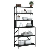 Bakkersrek 6-laags 90x40x180 cm bewerkt hout zwart
