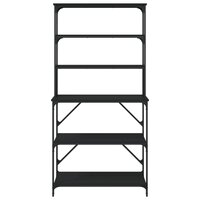 Bakkersrek 6-laags 90x40x180 cm bewerkt hout zwart